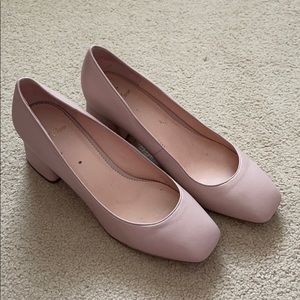 J Crew blush pink block heel pumps